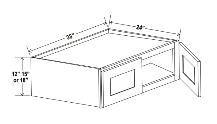 Aspen Charcoal - Wall Refrigerator Cabinet - 33"W x 18"H x 24"D - Double Doors