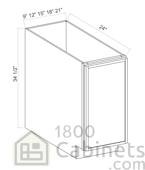 Slim Iron Black - Base Cabinet - 9"W x 34-1/2"H x 24"D - Single Door