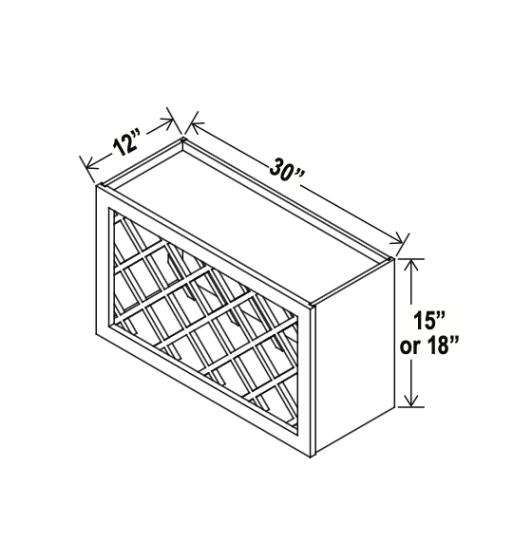 Smoky Ash - Wall Wine Rack Cabinet - 30"W x 18"H x 12"D