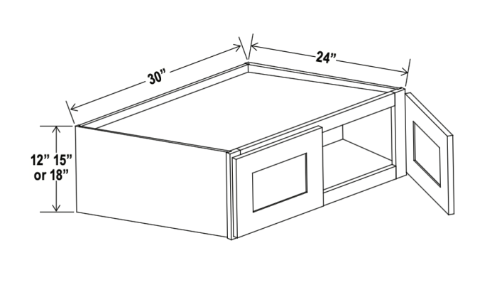 Double Smoky Gray - Wall Refrigerator Cabinet - 30"W x 15"H x 24"D - Double Doors