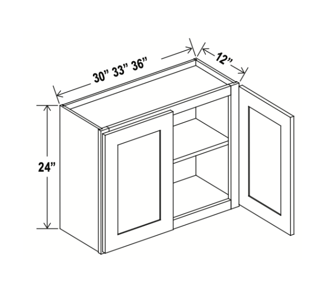 Treasure Chest - Wall Cabinet - 30"W x 24"H x 12"D - Double Doors - 1 Shelf