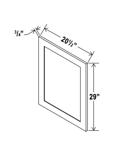 Shaker Gray - Vanity Decorative Door Panel - 20-1/2"W x 29"H