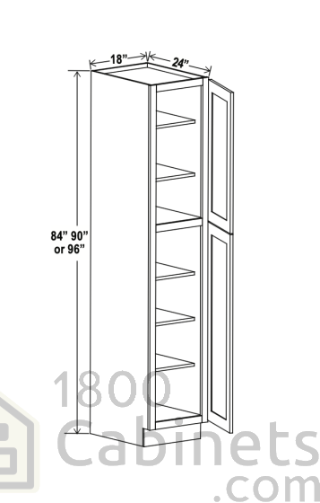 Rustic Wood - Wall Pantry - 18"W x 84"H x 24"D - Double Doors, 5 Shelves