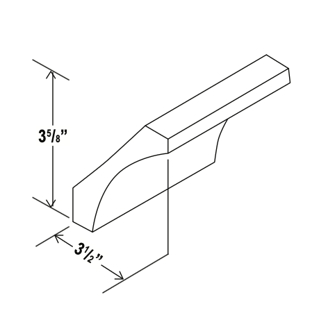 Smoky Ash - Cove Crown Moulding - 96"W x 3-5/8"H x 2 1/2"D