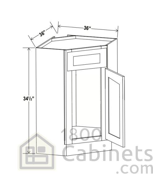 Sage Breeze - Corner Sink Base - 36"W x 34-1/2"H x 24"D