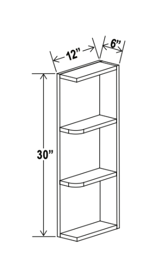 Treasure Chest - Wall End Shelf - 6"W x 30"H x 12"D - 2 Shelves