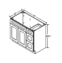 Shaker Espresso - Vanity Sink Base - 33"W x 34-1/2"H x 21"D - Single Door, 3 Right DRW