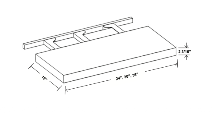 Aston Green - Floating Shelf - 24"W x 2-1/16"H x 12"D