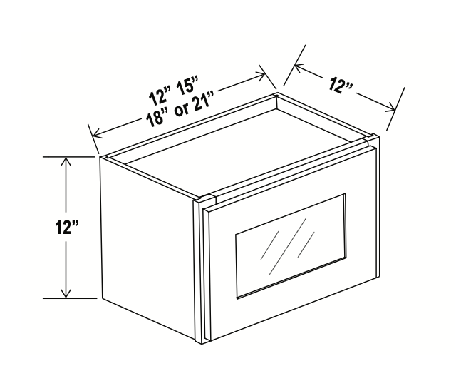 Aspen White - Wall Glass Door Cabinet - 18"W x 12"H x 12"D - Single Door