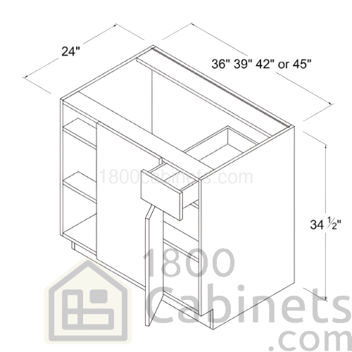 Matt Ivory - Base Blind Corner Cabinet - 39"W X 34 1/2"H X 24"D - 1 Door - 1 Drawer - 1 Shelf