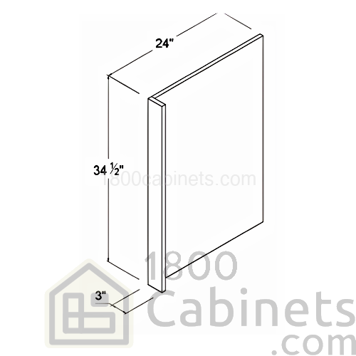 Matt Ivory - Dish Wash Panel with 3"W Return Filler - Panel 23 3/4"D X 34 1/2"H X 3/4"W - Return Filler 3"W X 34 1/2"H X 3/4"D
