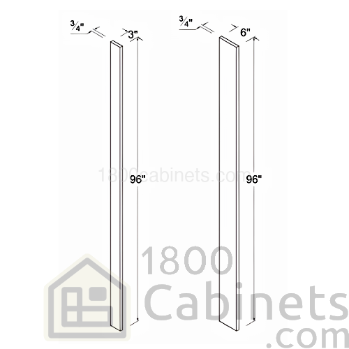Matt Black - Tall Filler - 3"W X 96"H X 3/4"D