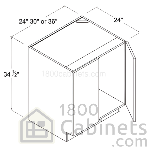 High Glossy Gray - Full-High Door Base Cabinet - 24"W X 34 1/2"H X 24"D - Double Doors - 1 Shelf