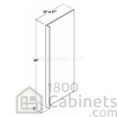 Oak Shade - Refrigerator Panel with 3"W Return Filler - Panel 27"D X 96"H X 3/4"W - Return Filler 3"W X 96"H X 3/4"D