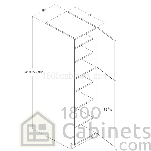 Oak Blonde - Utility Pantry - 18"W X 84"H X 24"D - Double Doors - 5 Shelves