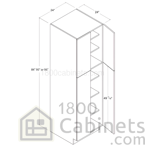 Oak Blonde - Utility Pantry - 24"W X 96"H X 24"D - 4 Doors - 6 Shelves
