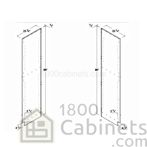 Oak Blonde - Finished Left-Side Panel for Pantries and Ovens - 23 3/4"D X 96"H X 3/4"W