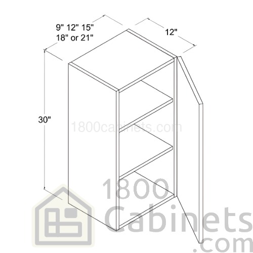 Matt Ivory - Wall Cabinet - 9"W X 30"H X 12"D - Single Door - 2 Shelves