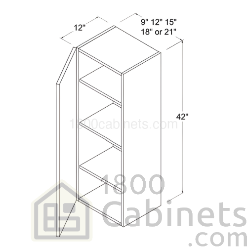 Matt Ivory - Wall Cabinet - 9"W X 42"H X 12"D - Single Door - 3 Shelves