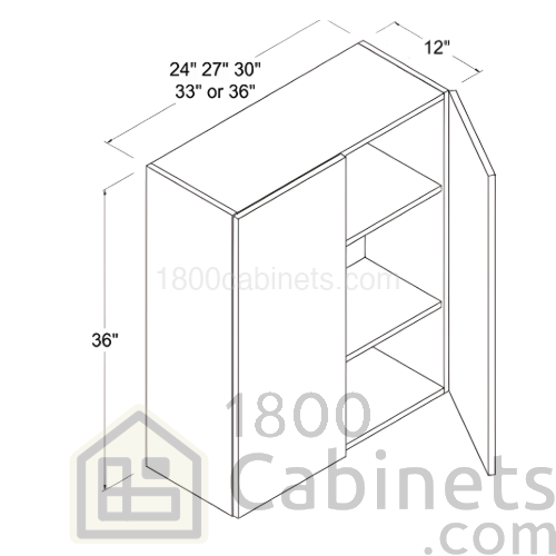 Oak Shade - Wall Cabinet - 30"W X 36"H X 12"D - Double Doors - 2 Shelves