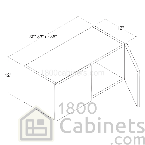 High Glossy White - Wall Cabinet - 30"W X 12"H X 12"D - Double Doors