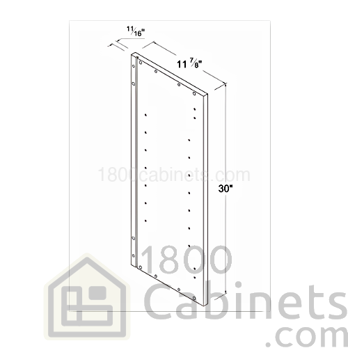 High Glossy White - Finished Side panel for 30"H Wall cabinets - 11 7/8"D X 30"H X 3/4"W