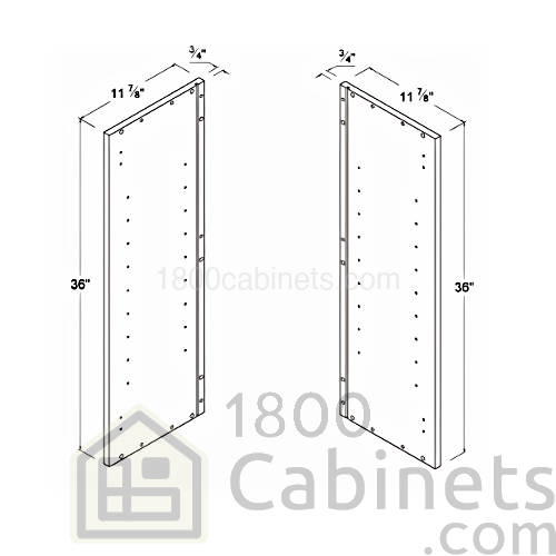 Oak Blonde - Finished Left-Side Panel for 36"H Wall cabinets - 11 7/8"D X 36"H X 3/4"W