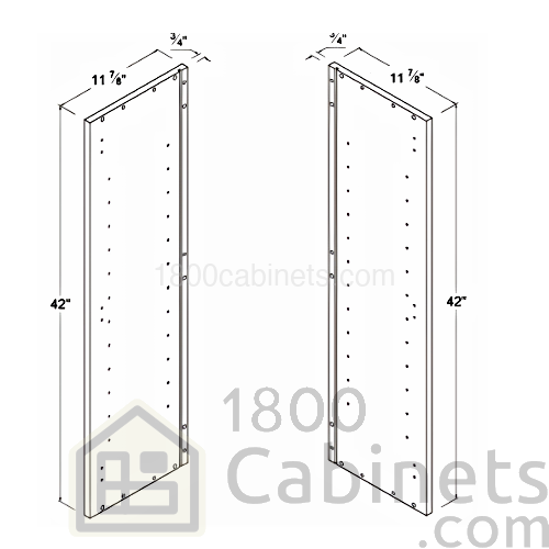 High Glossy White - Finished Left-Side Panel for 42"H Wall cabinets - 11 7/8"D X 42"H X 3/4"W