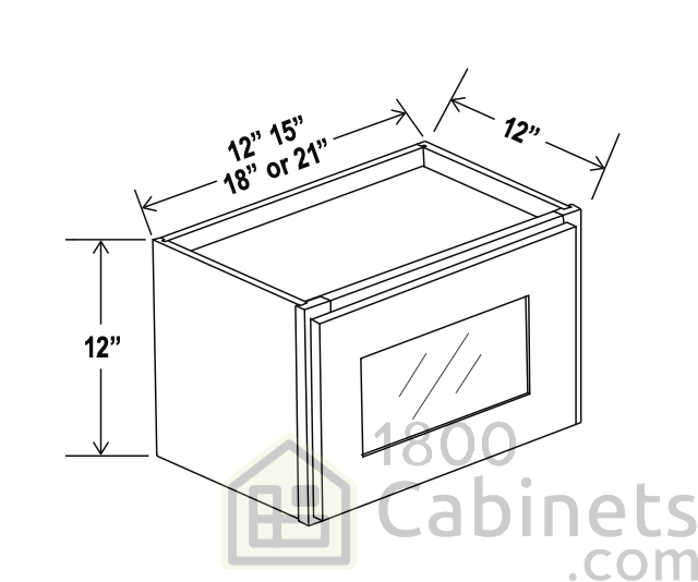 Rustic Wood - Wall Glass Door Cabinet - 15"W x 12"H x 12"D - Single Door