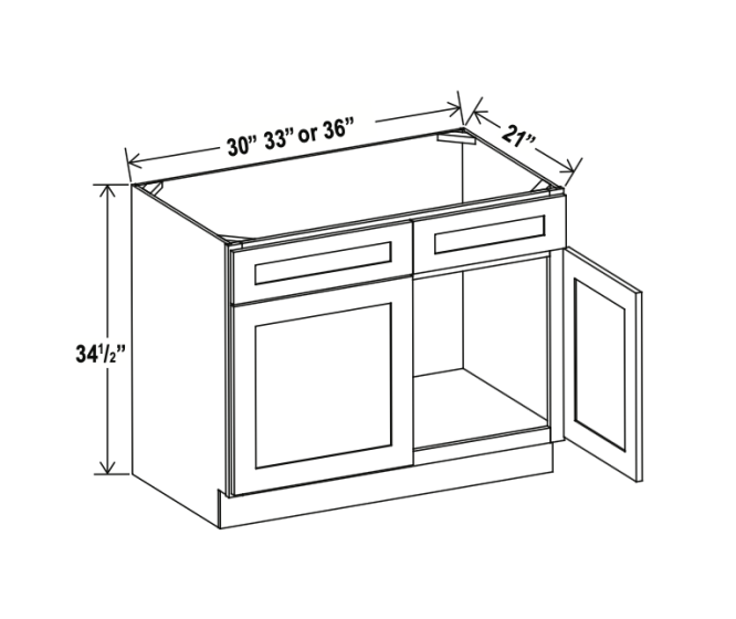 Smoky Ash - Vanity Sink Base Cabinet - 36"W x 34-1/2"H x 21"D