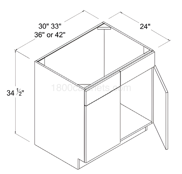 Matt Ivory - Sink Base Cabinet - 33"W X 34 1/2"H X 24"D - Double Doors - 2 False Drawer Faces