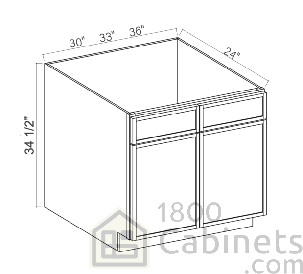 Slim Iron Black - Sink Base - 30"W x 34-1/2"H x 24"D - 2 False Drawers