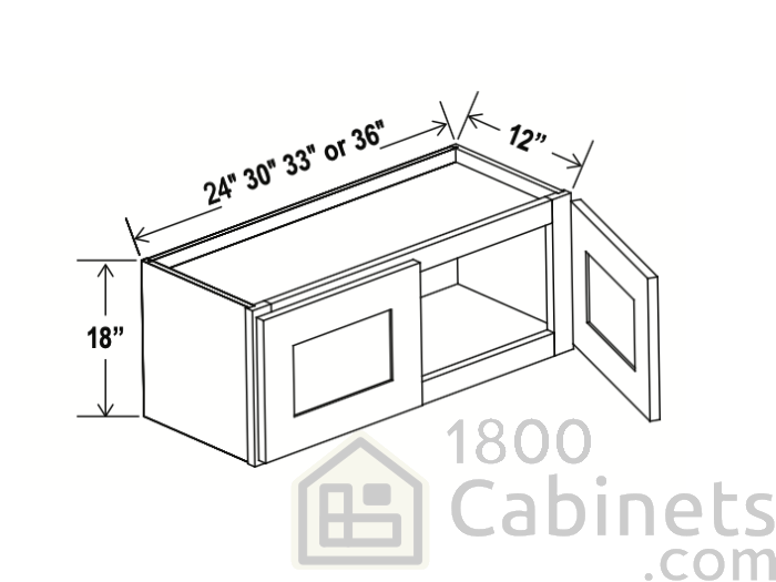 Rustic Wood - Wall Cabinet - 36"W x 18"H x 12"D - Double Doors