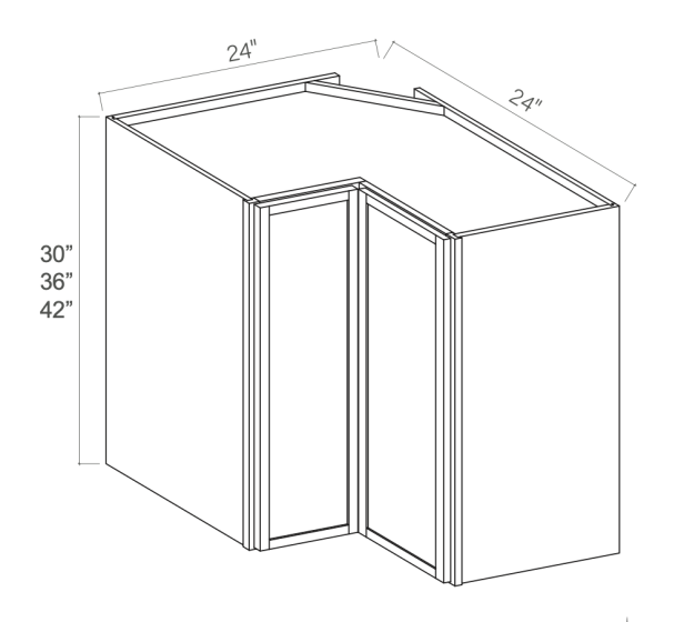Slim Aston Green - Wall Easy Reach Corner Cabinet - 24" W X 42"H X 12"D - Double Doors - 2 Shelves