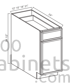 Slim Iron Black - Base Cabinet - 12"W x 34-1/2"H x 24"D - Single Door, Single Drawer, 1 Shelf