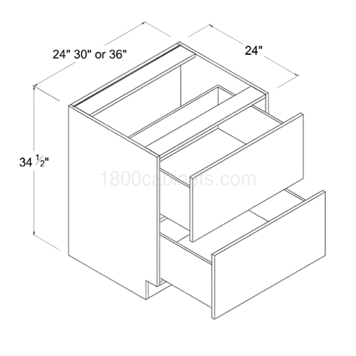 Matt Ivory - Drawer Base Cabinet - 30"W X 34 1/2"H X 24"D - 2 Drawers