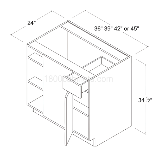 Matt Ivory - Base Blind Corner Cabinet - 36"W X 34 1/2"H X 24"D - 1 Door - 1 Drawer - 1 Shelf