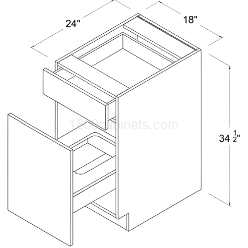 Matt Ivory - Base Waste Basket Cabinet - 18"W X 34 1/2"H X 24"D - 2 Drawers