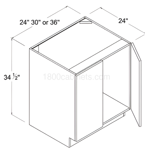 Matt Ivory - Full-High Door Base Cabinet - 36"W X 34 1/2"H X 24"D - Double Doors - 1 Shelf