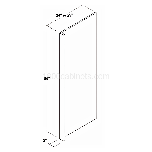 Matt Ivory - Refrigerator Panel with 3"W Return Filler - Panel 23 3/4"D X 96"H X 3/4"W - Return Filler 3"W X 96"H X 3/4"D