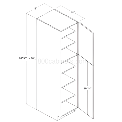 Matt Ivory - Utility Pantry - 18"W X 84"H X 24"D - Double Doors - 5 Shelves