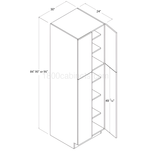Matt Ivory - Utility Pantry - 30"W X 84"H X 24"D - 4 Doors - 5 Shelves