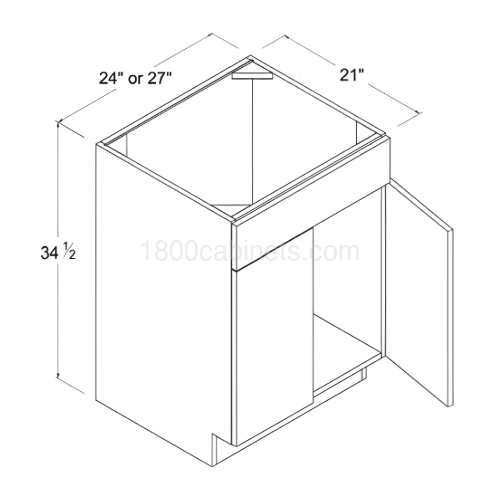Matt Ivory - Vanity Sink Base - 24"W X 34 1/2"H X 21"D - Double Doors - 1 False Drawer Faces