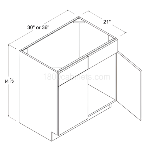 Matt Ivory - Vanity Sink Base - 30"W X 34 1/2"H X 21"D - Double Doors - 2 False Drawer Faces