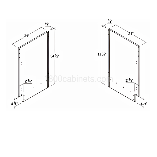 Matt Ivory - Finished Right-Side Panel for Vanity Cabinets - 21"D X 34 1/2"H X 3/4"W