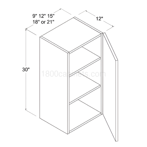 Matt Ivory - Wall Cabinet - 12"W X 30"H X 12"D - Single Door - 2 Shelves