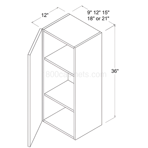 Matt Ivory - Wall Cabinet - 15"W X 36"H X 12"D - Single Door - 2 Shelves