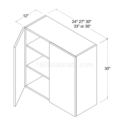 Matt Ivory - Wall Cabinet - 36"W X 30"H X 12"D - Double Doors - 2 Shelves