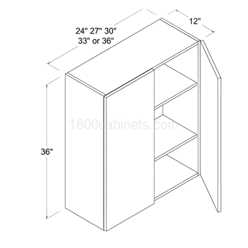 Matt Ivory - Wall Cabinet - 24"W X 36"H X 12"D - Double Doors - 2 Shelves