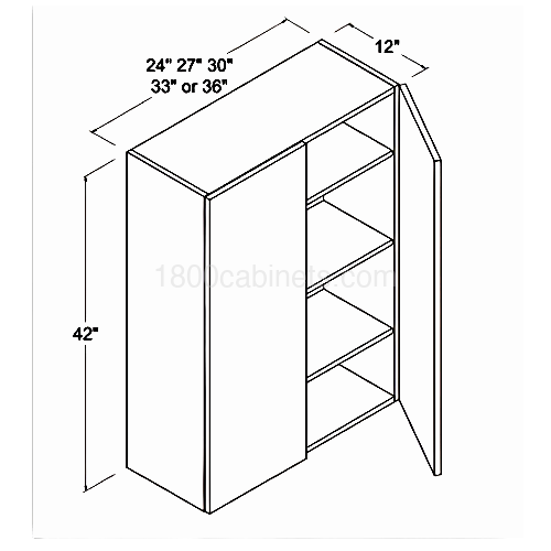 Matt Ivory - Wall Cabinet - 36"W X 42"H X 12"D - Double Doors - 3 Shelves